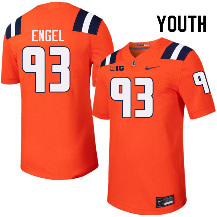 Youth #93 Henry Engel Illinois Fighting Illini College Football Jerseys Stitched-Orange